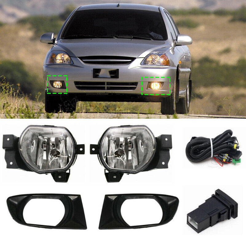 for Kia Rio RS 2002 03-06 w/Wiring Switch Front Bumper foglamp cover Fog Light
