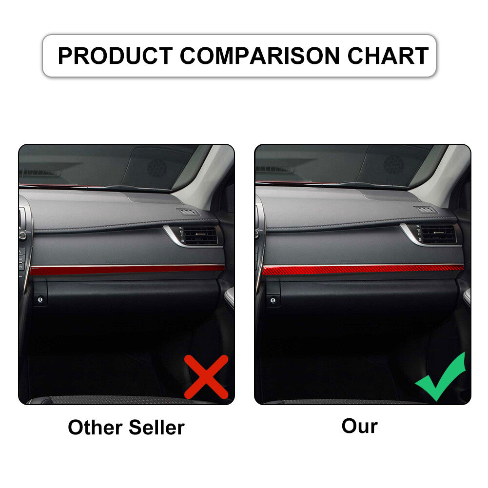 for Toyota for Camry 2012-2014 Carbon Fiber for Co -pilot Dashboard Panel Trim Cover Red