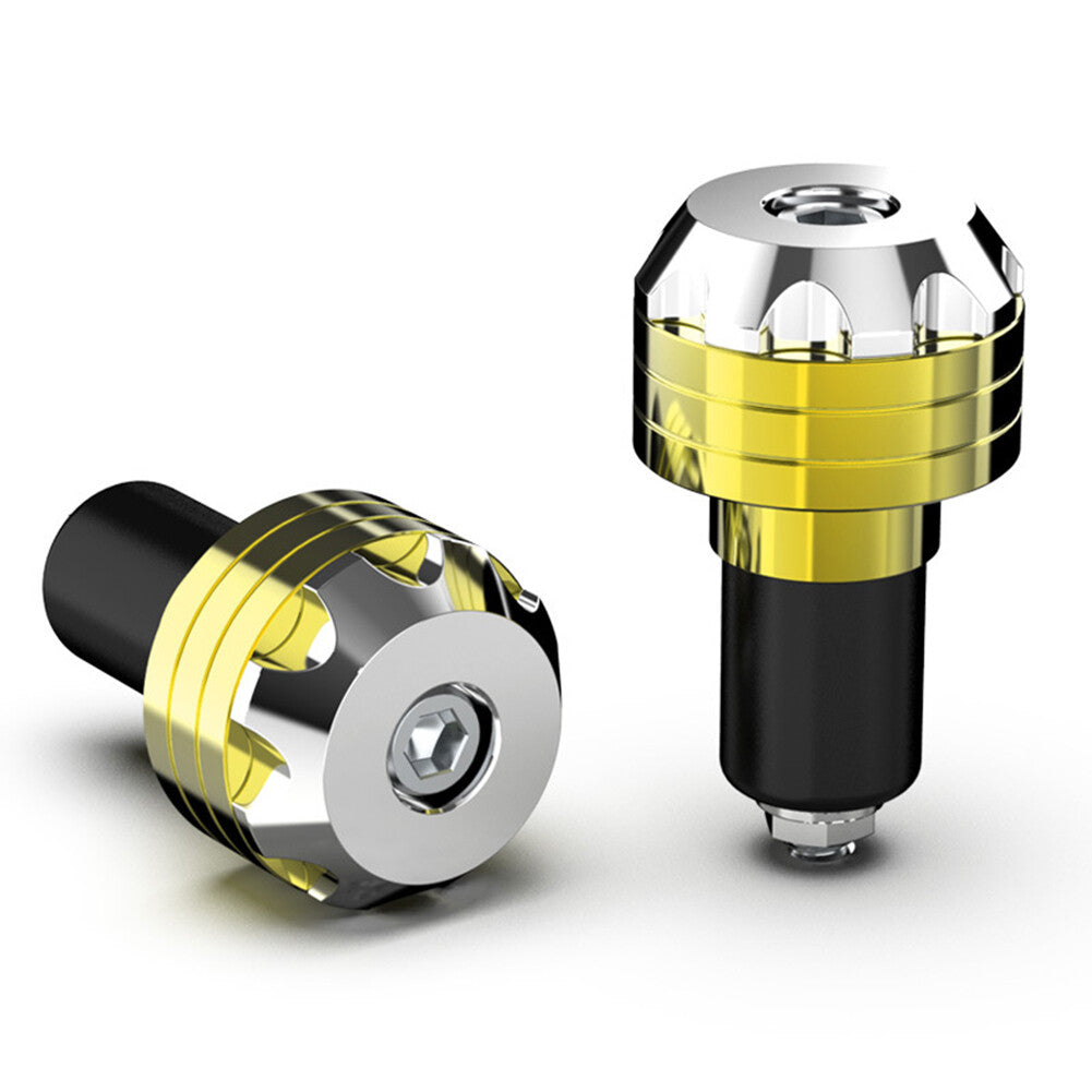 Pair Scooter Aluminum Handle Handlebar Grips Bar End Cap Plugs Slider Yellow