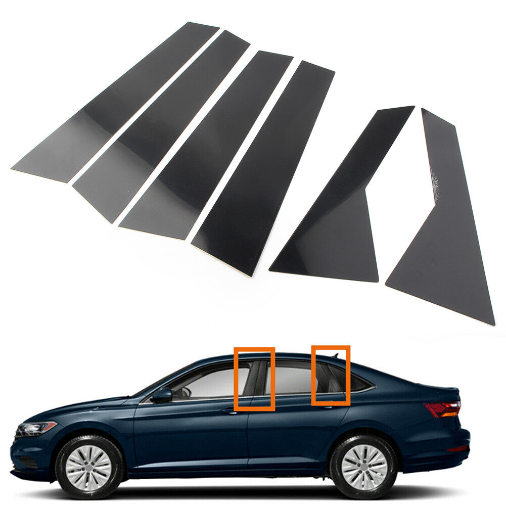 for VW for Jetta 2019-2021 2020 Door Trim Pillar Posts 6pcs/ Set Piano Cover Black