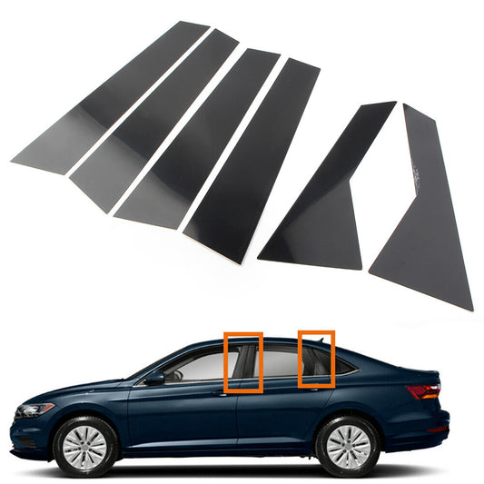 for VW for Jetta 2019-2021 2020 Door Trim Pillar Posts 6pcs/ Set Piano Cover Black