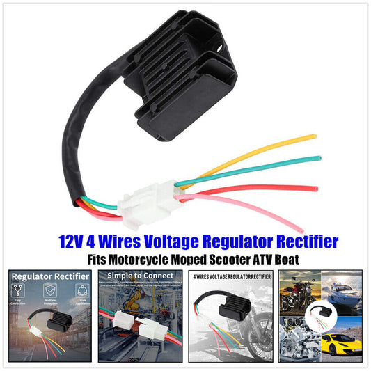 12V Universal 4-Wire Voltage Regulator Rectifier for Motorcycle Scooter ATV Boat Q