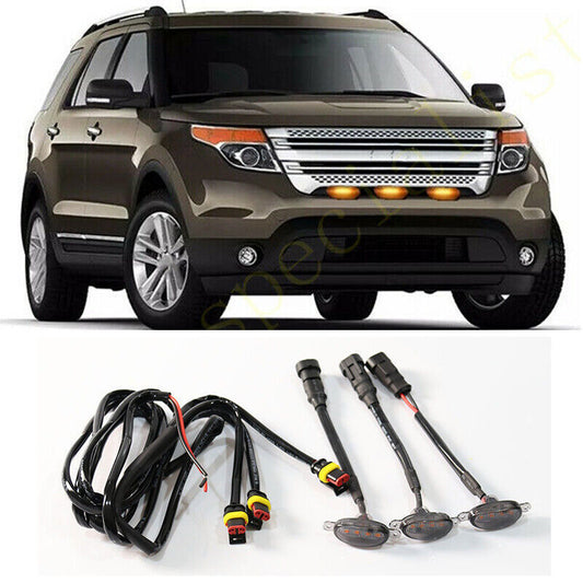 for Ford Explorer 2011-2015 Front Grille smoke LED Light Style DRL Lamp