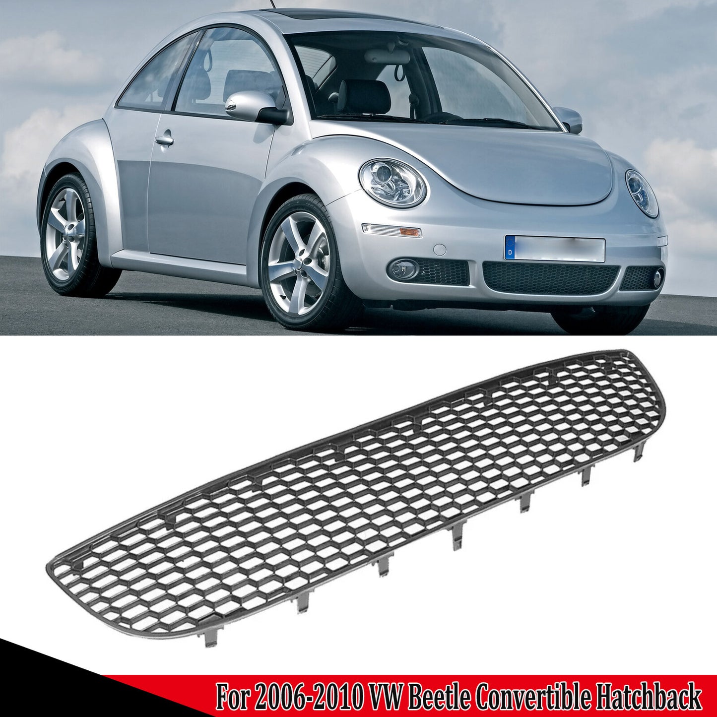 For 2006-2010 for VW Beetle Front Honeycomb Bumper Grille Center Lower Grill Replace