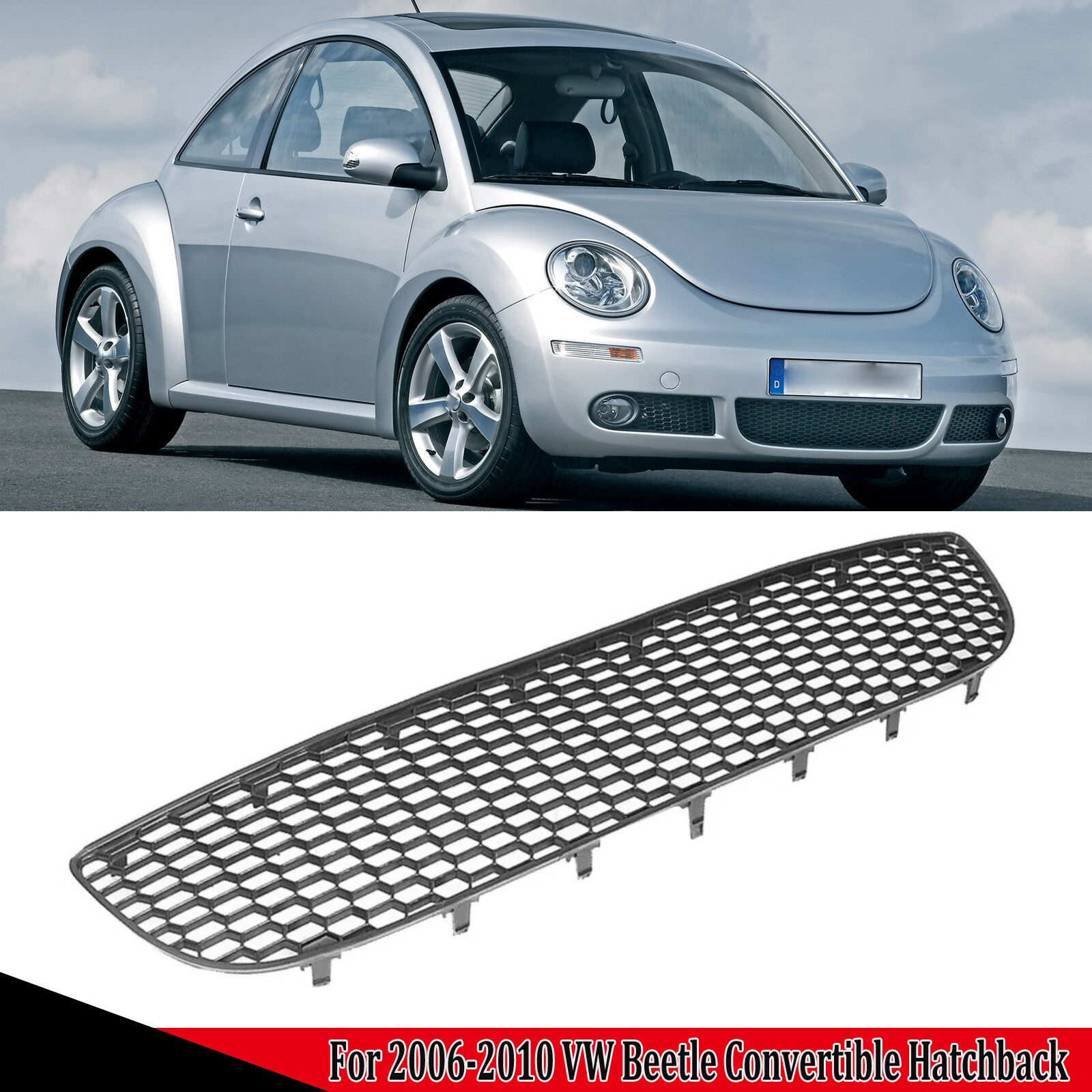 For 2006-2010 for VW Beetle Front Honeycomb Bumper Grille Center Lower Grill Replace