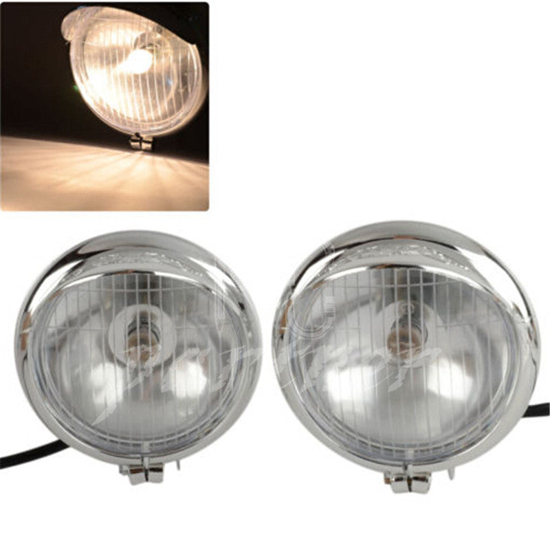 2X Chrome Universal Motorcycle Fog Lamp Headlight for Harley for Honda for Yamaha for Suzuki Q