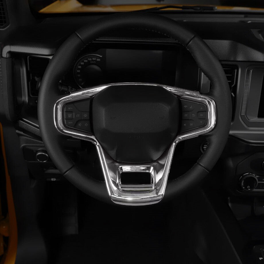 For 2021-2024 Bronco ABS Chrome Inner Steering Wheel Frame Decor Trim Cover v