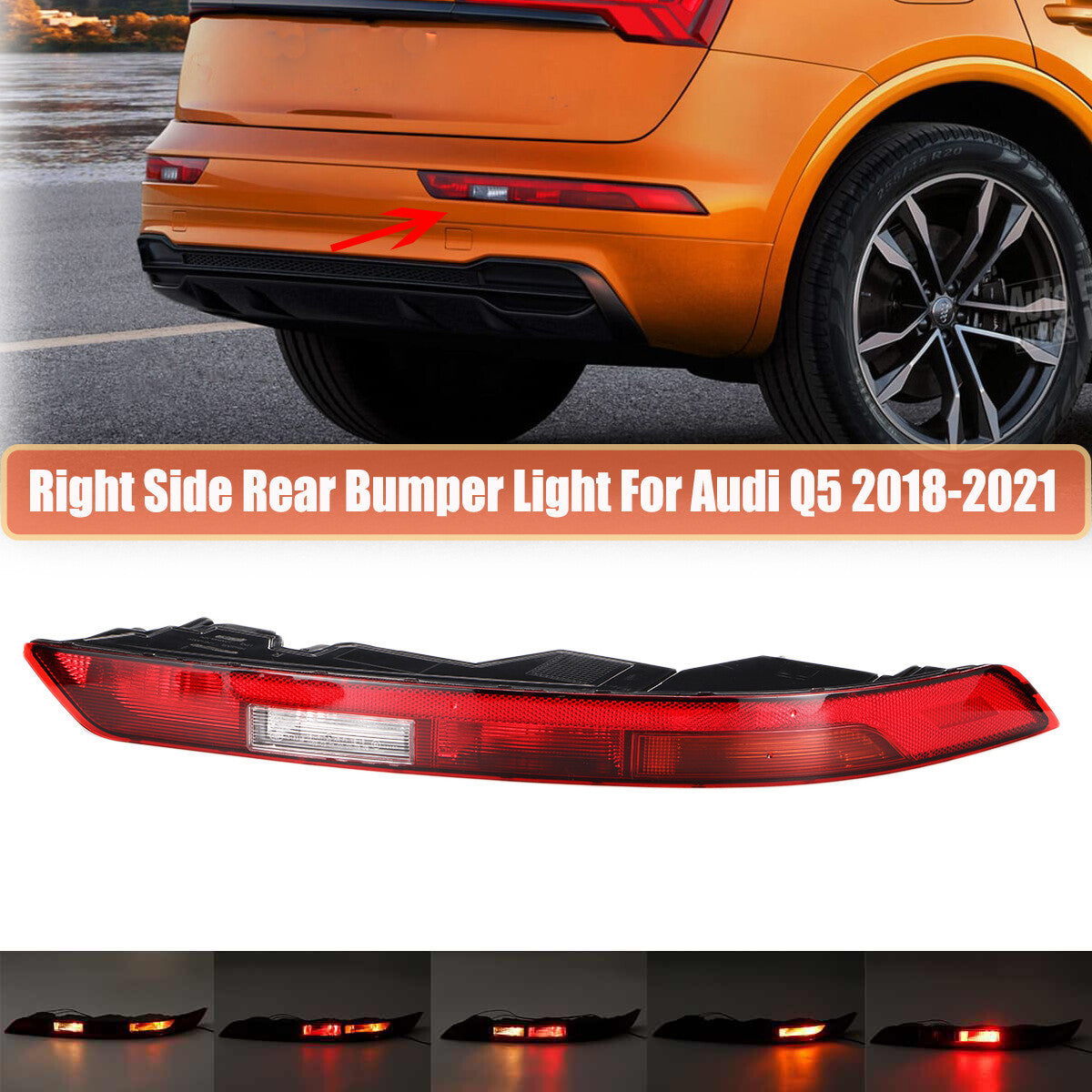 Right bumper lower taillight brake stop light for Audi Q5 5 lights US version
