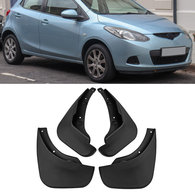 4-piece pack of mudguards and splash guards for Mazda 2 MK2 hatchback 2007-2012. Q