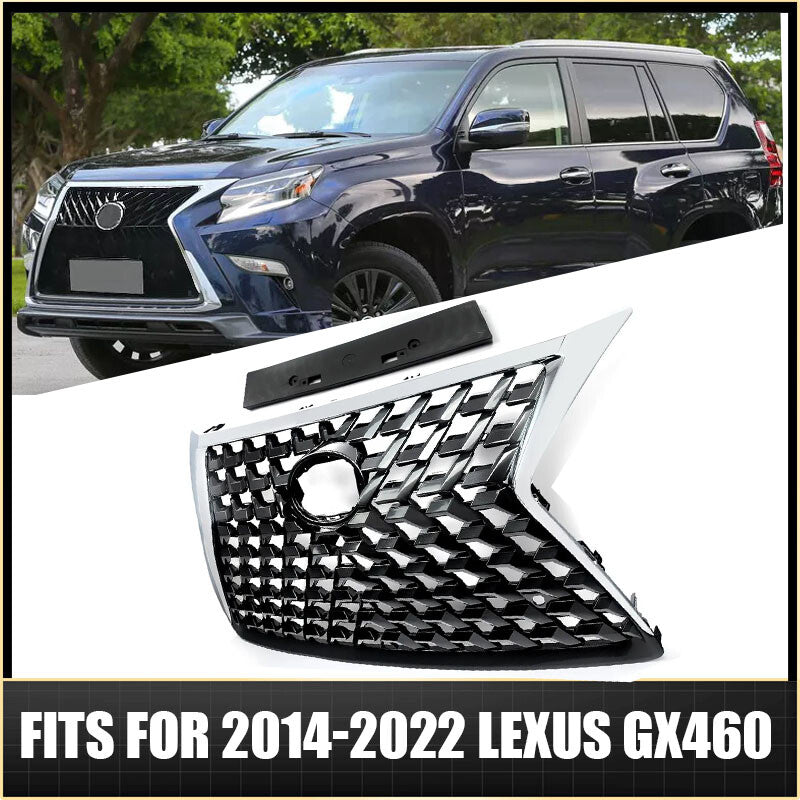 Fits For 2014-2022 for Lexus GX460 Front Upper Grille Chrome Black