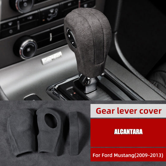 for ford  for Mustang 2009-2013 Black Alcantara Suede Gear Shift Knob Cover Trim Q