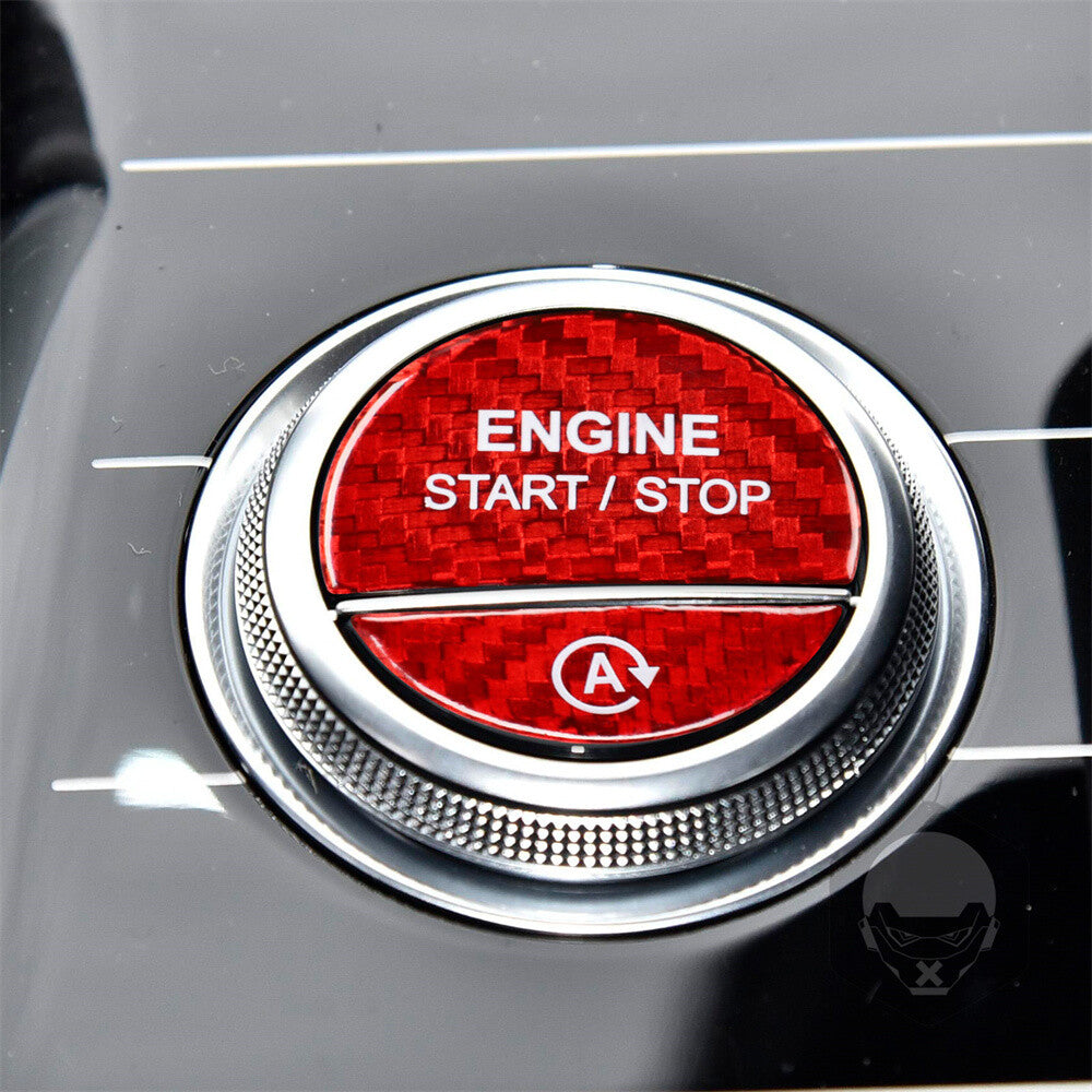 for Benz C S Class W206 W223 2022+Red Carbon Fiber Engine Start Stop Button Trim