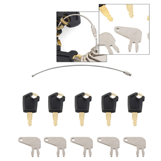 Equipment Ignition Key Set 10 Keys W/Ring For Cat padlocks Dozers 5P8500 8H-5306