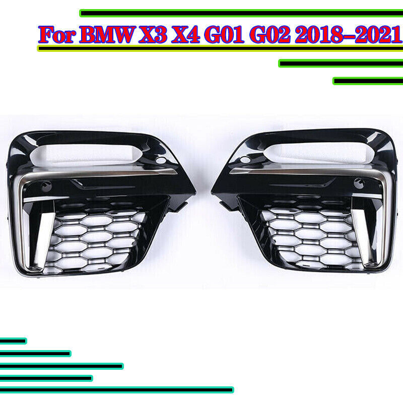Car Front Fog Light Grill Cover Grille Fit for BMW X3 X4 G01 G02 2018-2021 2PCS