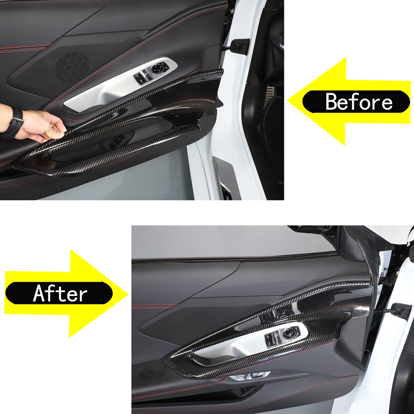 Carbon fiber ABS curtain lift button frame trim for Corvette C8 2020 - 2023 Z06 - n