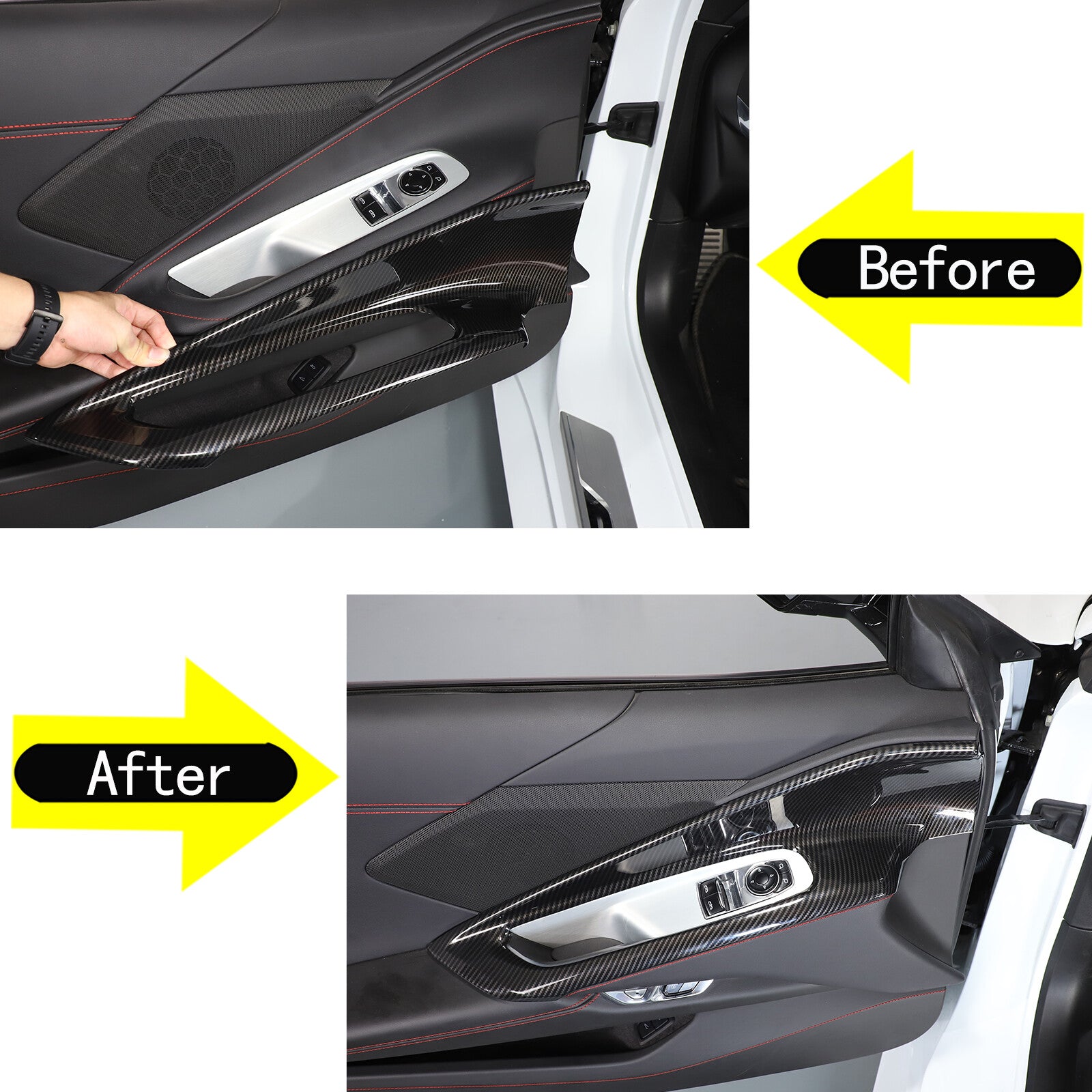 Carbon fiber ABS curtain lift button frame trim for Corvette C8 2020 - 2023 Z06 - n