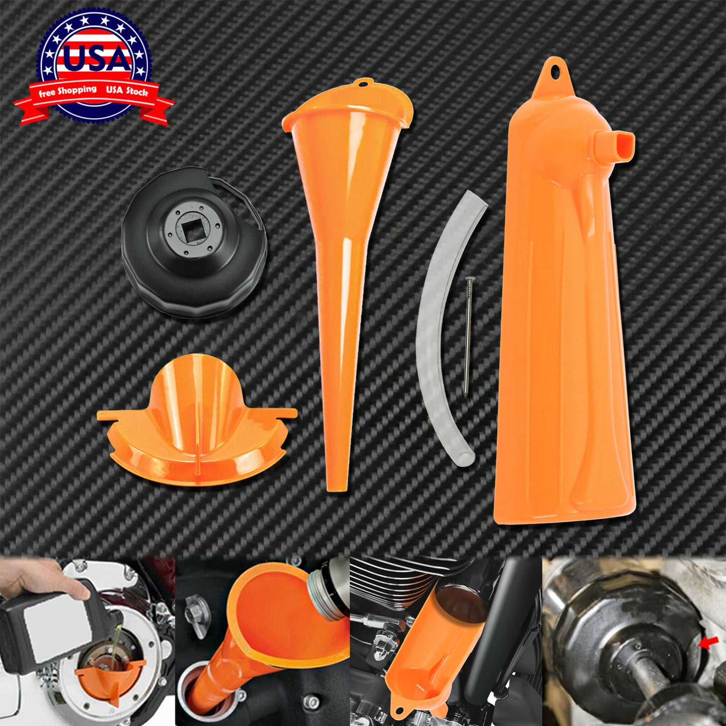 1 Set Crankcase Fill Primary Case Drip- Oil Funnel Filter End Cap Wrench Q