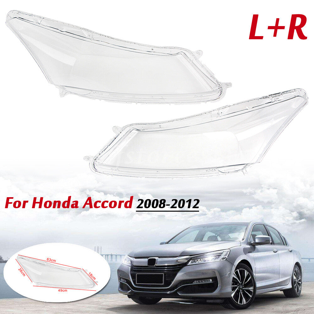 Pair Left Right Headlight Cover Headlamp Lens Lense For 2008-2012 for Honda for Accord