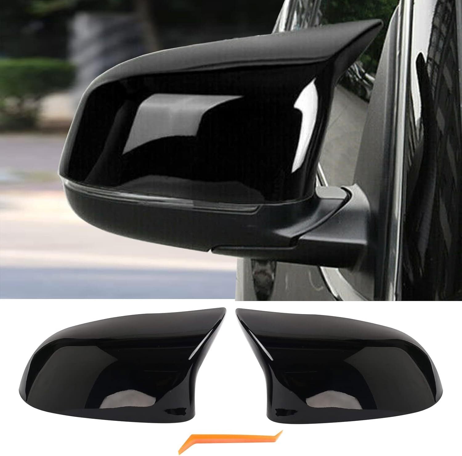 Glossy Black M-Type Side Mirror Caps for BMW X3 X4 X5 X6 X7 G01 G03 G05 G06
