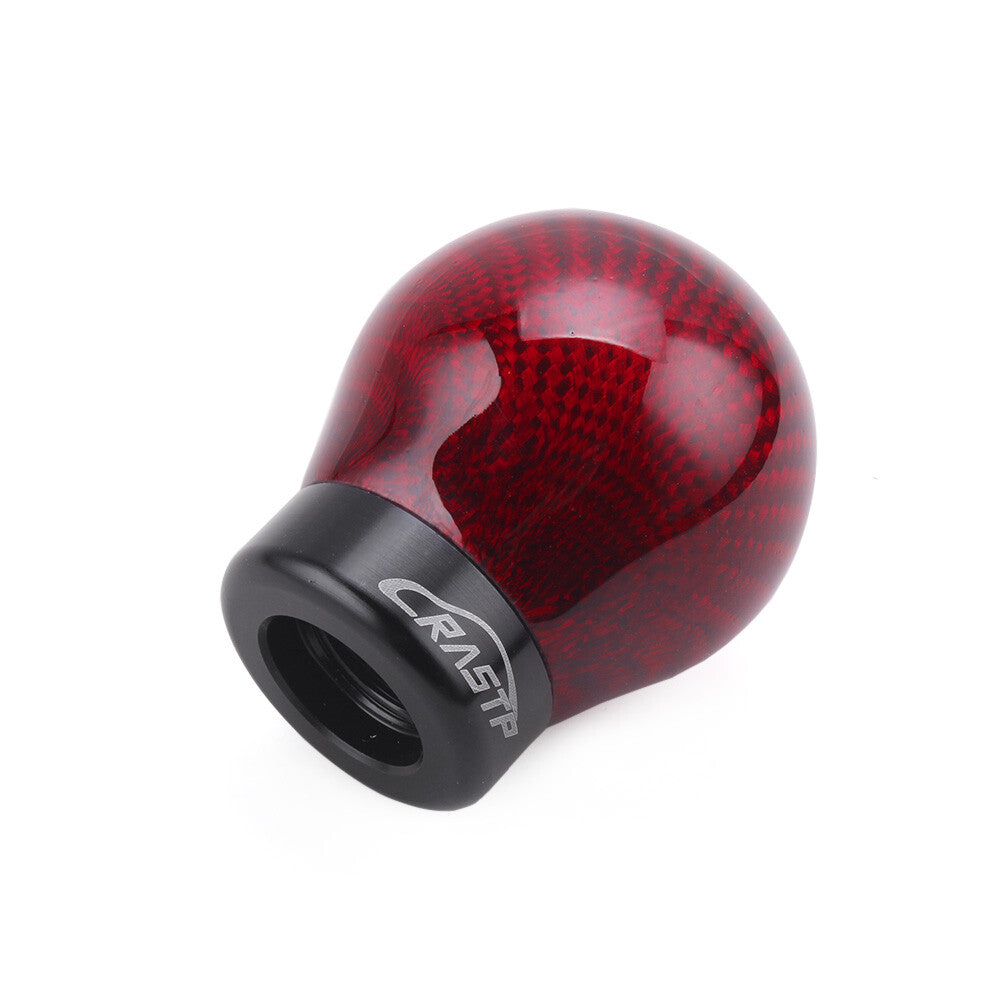Black/Red Real Carbon Fiber Ball Manual Gear Shift Knob Shifter M8 M10 M12