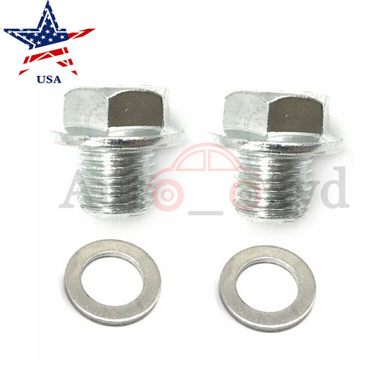 2-Piece Engine Oil Pan Drain Bolt Plug with Washer Fittings for Honda for Civic Accord 90009R70A00 Q