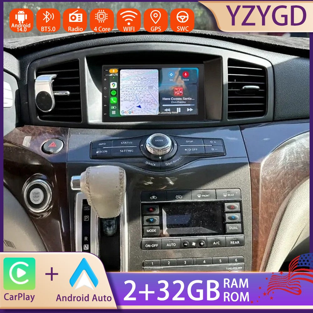 7 Android 14 Apple Carplay for Nissan Quest 2011-2017 Car Stereo Radio GPS WIFI