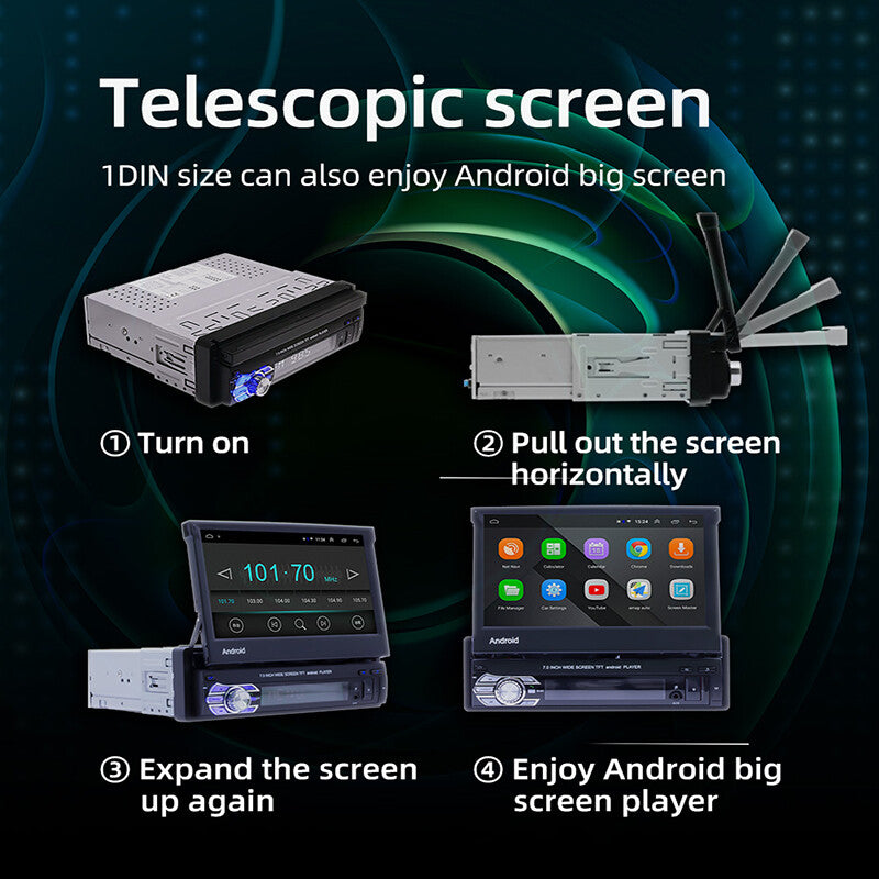 7 1DIN Car Stereo Radio, Video MP5 Player, GPS Bluetooth Retractable Screen Kit n