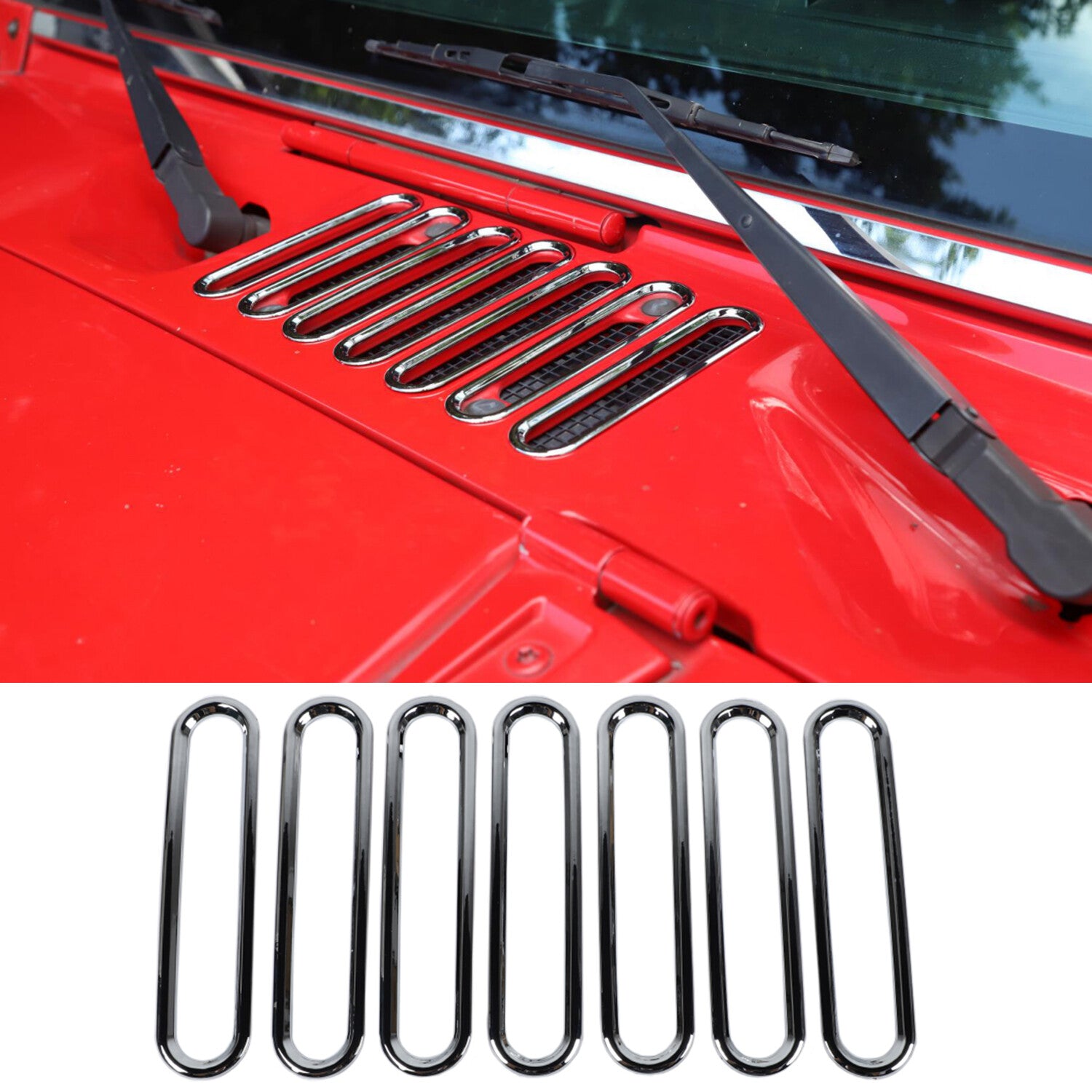 Chrome Hood Air Vent Inlet Cover Frame Trim for Jeep for Wrangler JK JKU 2007-2017