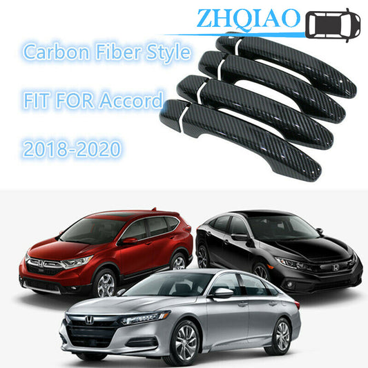 Carbon Fiber Style Exterior Door Handle Cover Trim Fits for Honda Accord 2018-2020