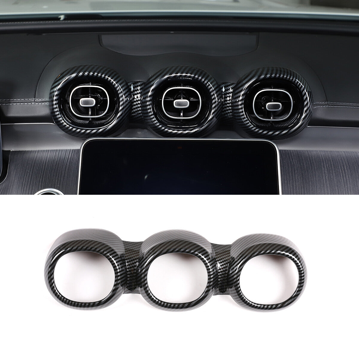 ABS carbon fiber central control air vent socket cover suitable for C-Class 22- n