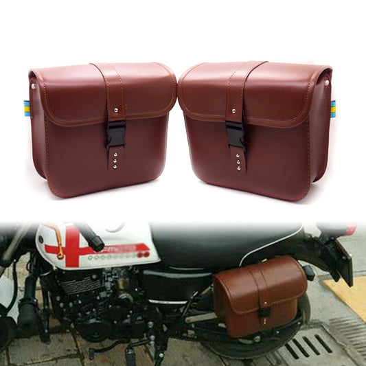 1 Pair Brown PU Leather Saddlebags Saddle Bags Pouch Bag for Honda for Suzuki for Harley Q