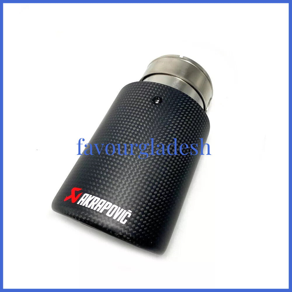 1PCS Akrapovic Glossy Carbon Fiber Exhaust tip 63-76mm Universal End Tail pipe