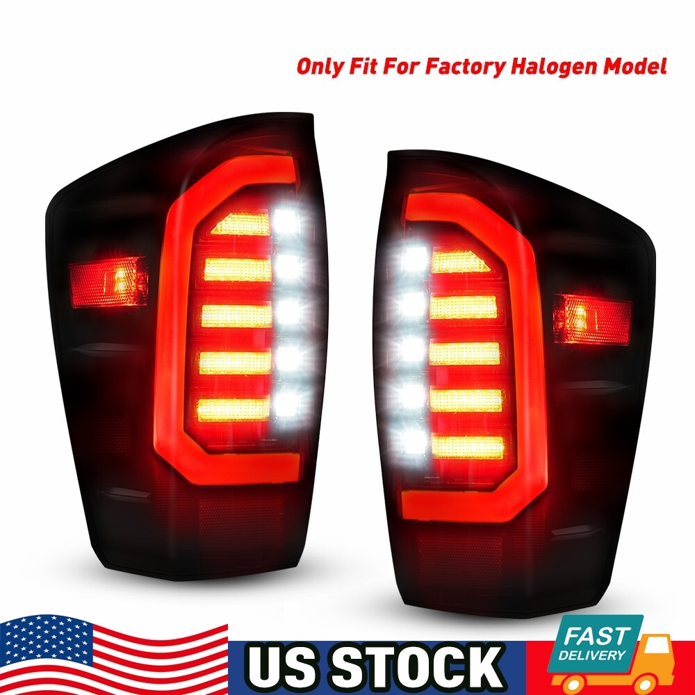 Fits 2016 - 2023 for Tacoma Pickup Brake Rear Light LED Tail Light Smoke Pair B- v
