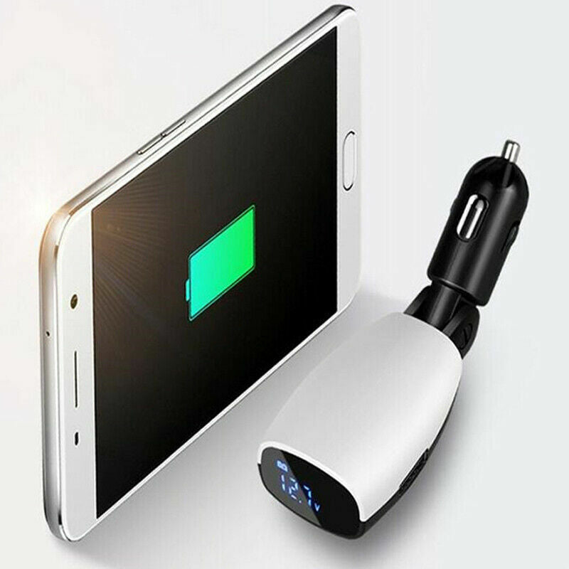 12V 3.1A Dual USB Car Cigarette Lighter Adapter Charger + 90° Rotating LCD Screen n