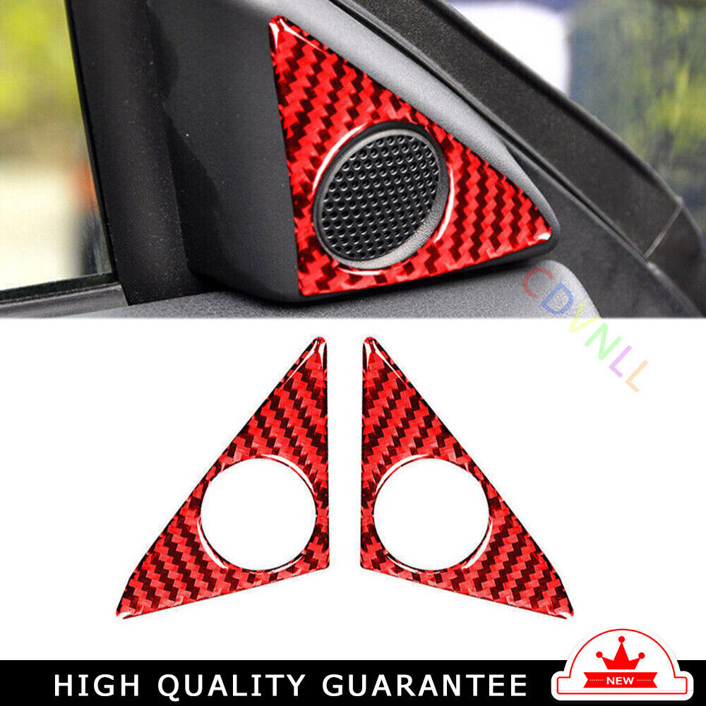 A Post Speaker Frame Cover Trim Fit for Nissan GTR R35 09-2016 Red Carbon Fiber