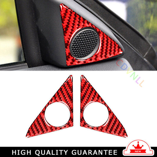 A Post Speaker Frame Cover Trim Fit for Nissan GTR R35 09-2016 Red Carbon Fiber