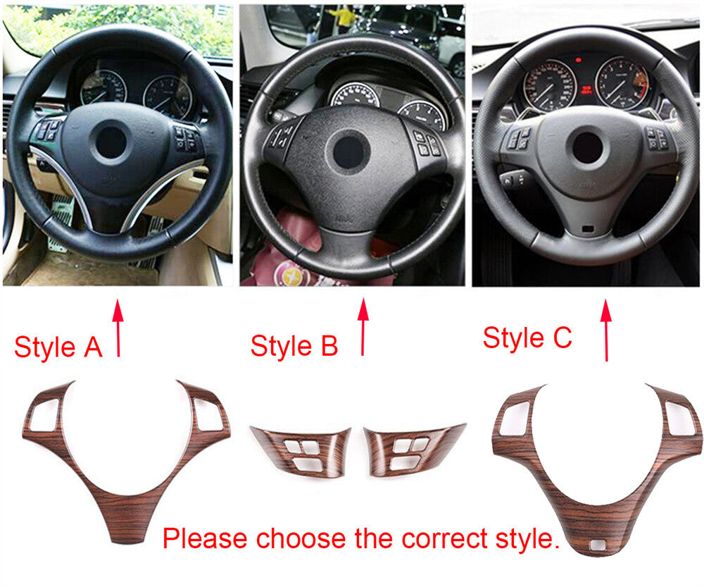 Black Wood ABS Steering Wheel Panel Cover for BMW 3 Series E90 E92 E93 2005-2012