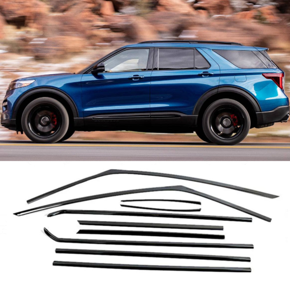 For Explorer 2021-2023 Black Stainless Car Window Strip Cover Trim 10PCS B n