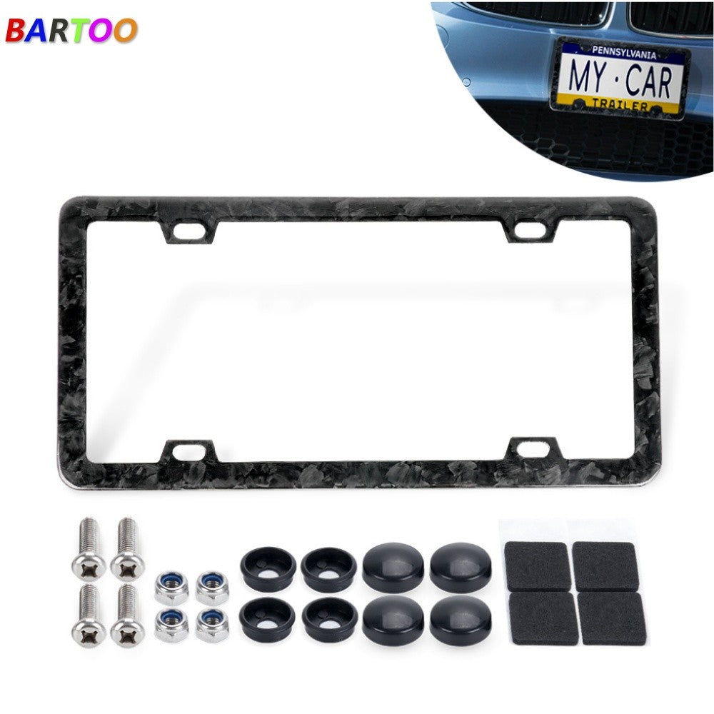 Real Forged Carbon Fiber License Plate Frame Shield Cover Car Truck Q