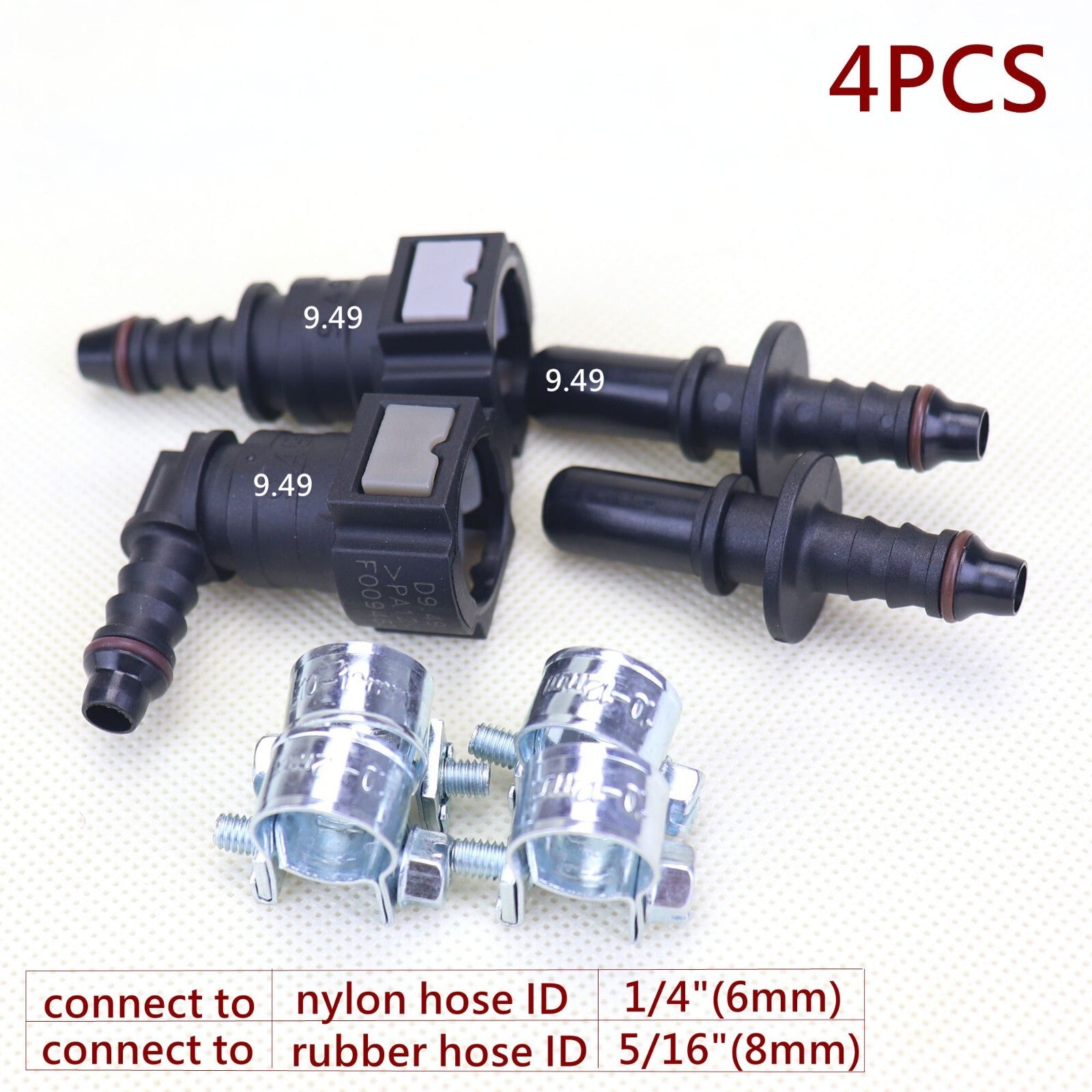 NEW 2 pairs Nylon Fuel Line Quick Connect Release Hose 9.49mm SAE 1/4 6mm