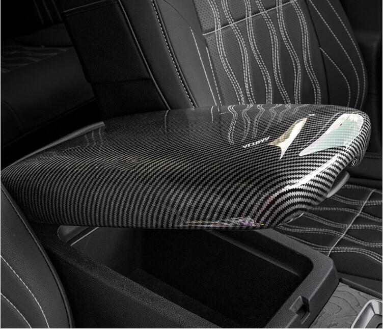 Carbon fiber look Central armrest storage box Cover For Altima 2019-2023 v