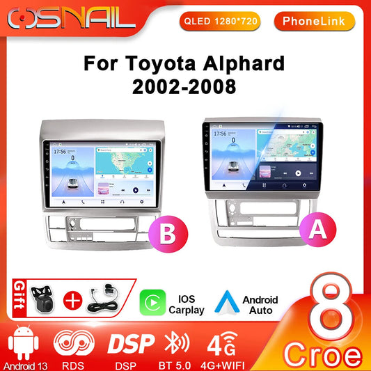 for Toyota Alphard 1 H10 2002-2008 Android CarPlay Car Radio GPS Player Screen