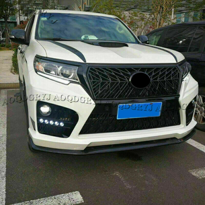 3Pcs Glossy Black TRD Front Bumper Grilles Mesh for Land Cruiser Prado 2018-2021