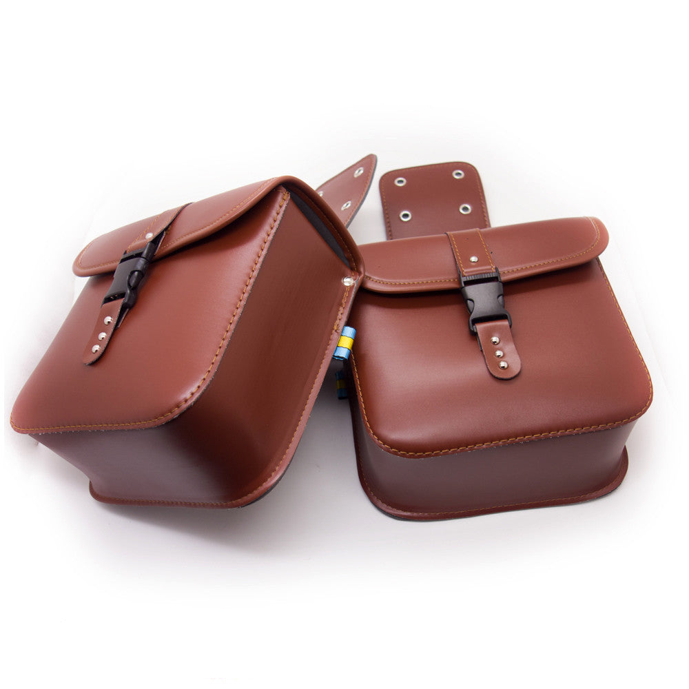 1 Pair Brown PU Leather Saddlebags Saddle Bags Pouch Bag for Honda for Suzuki for Harley Q