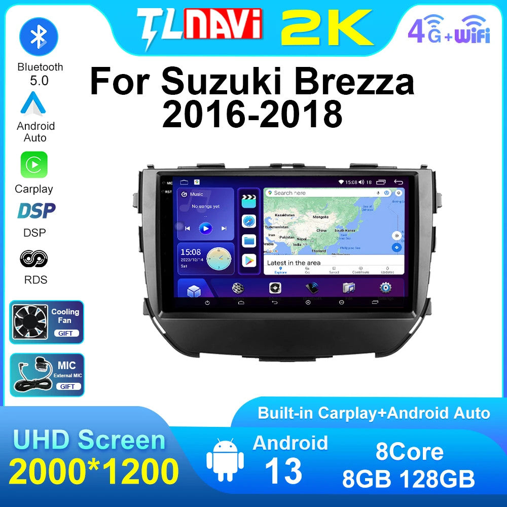 for Suzuki BREZZA 2016-2018 Android Auto CarPlay Car Radio GPS Multimedia Player
