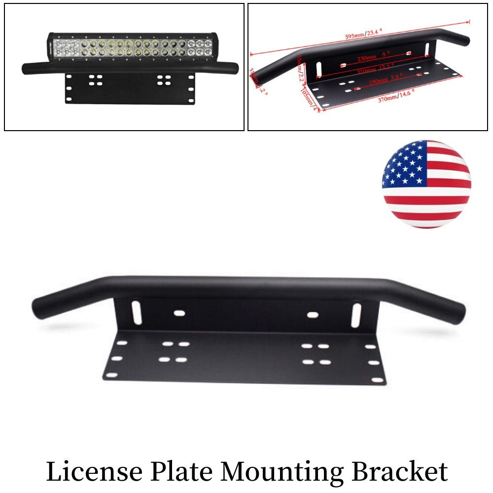 1x Black SUV Bumper License Plate Mounting Bracket with LED Fog Work Lights ( ) n