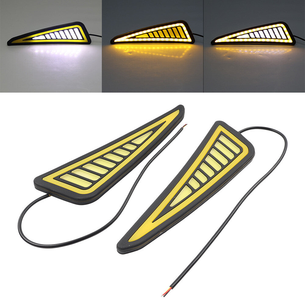 2x Car DRL LED Daytime Running Light Driving Turn Signal White/Amber Universal Q