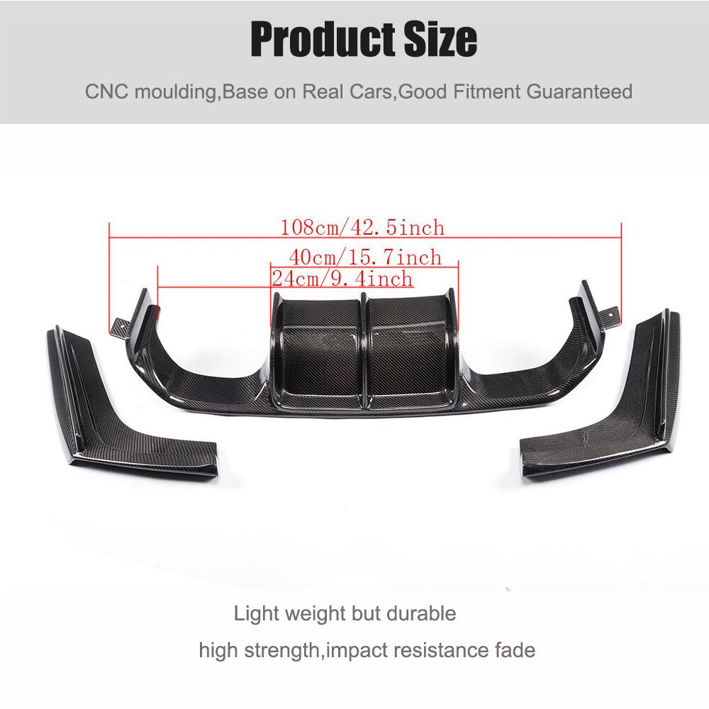 Real Carbon Fiber for BMW F80 M3 F82 F83 M4 15-19 Rear Bumper Diffuser Lip Refit
