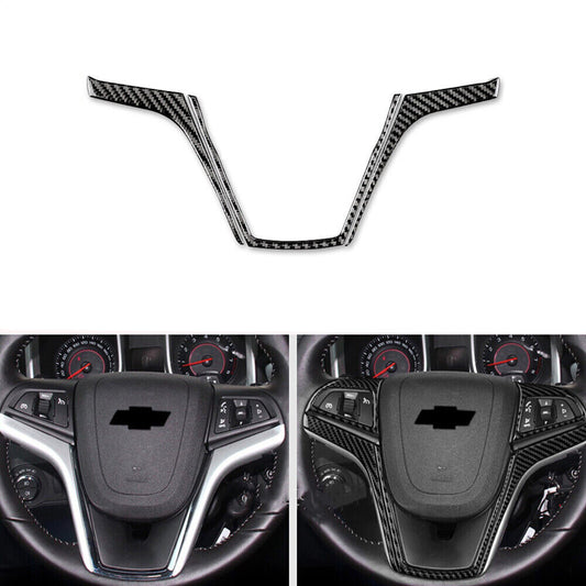 Carbon Fiber Steering Wheel Button Cover Trim for Chevrolet Camaro 2010-2015