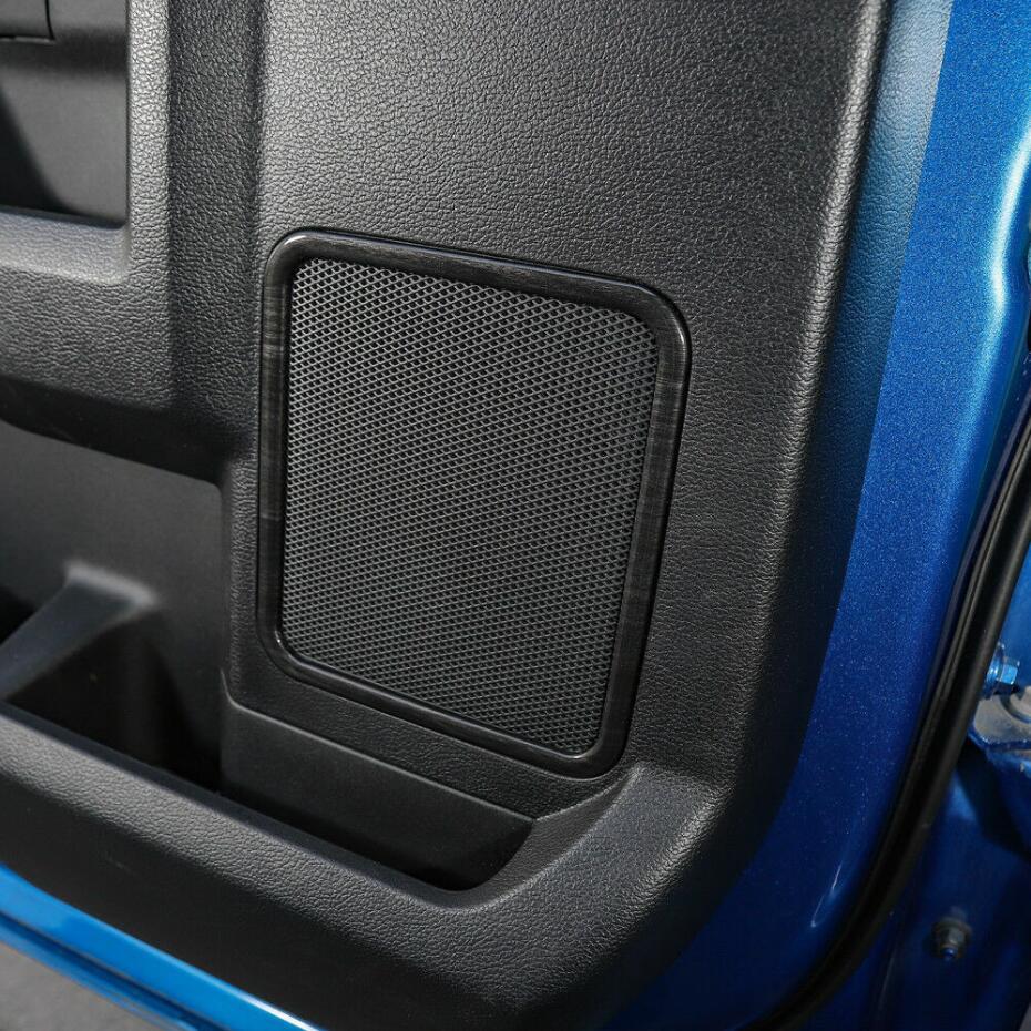 For 15-20  for ford  F150 Black Wood Grain Front&Rear Door Speaker Cover Frame Trim 4P